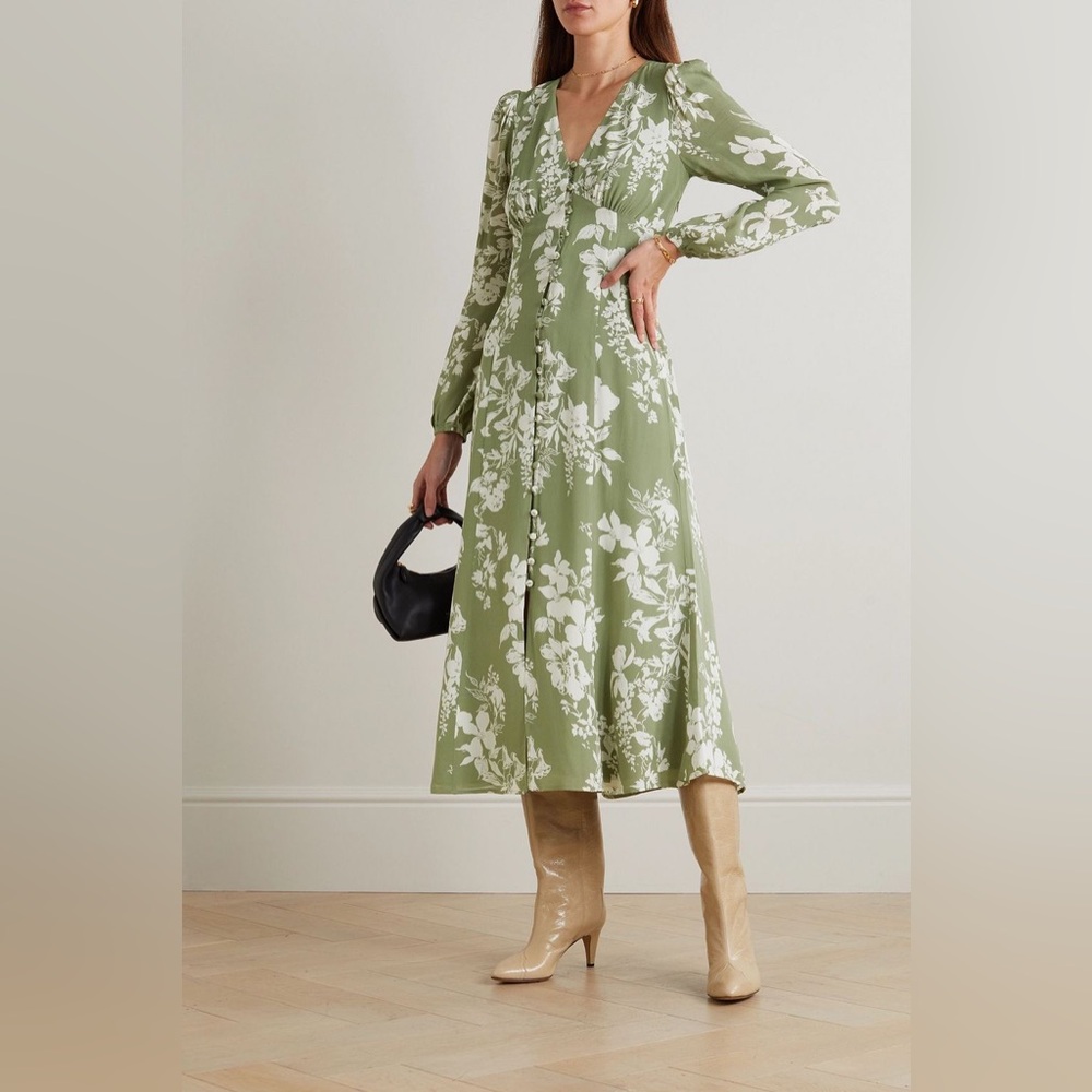 NWT Reformation | Brogan floral-print crepe de chine maxi dress